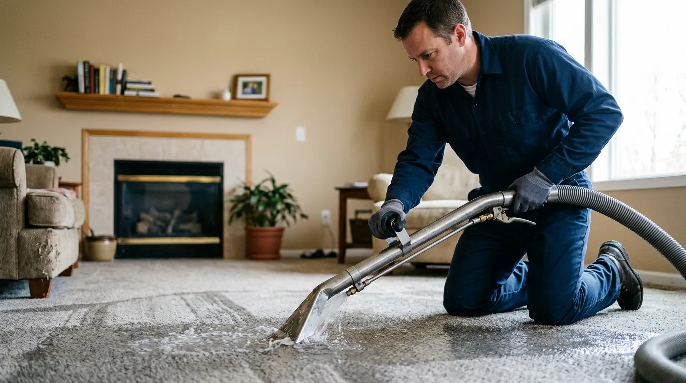 Water damage restoration technician working near Lavinia, TN